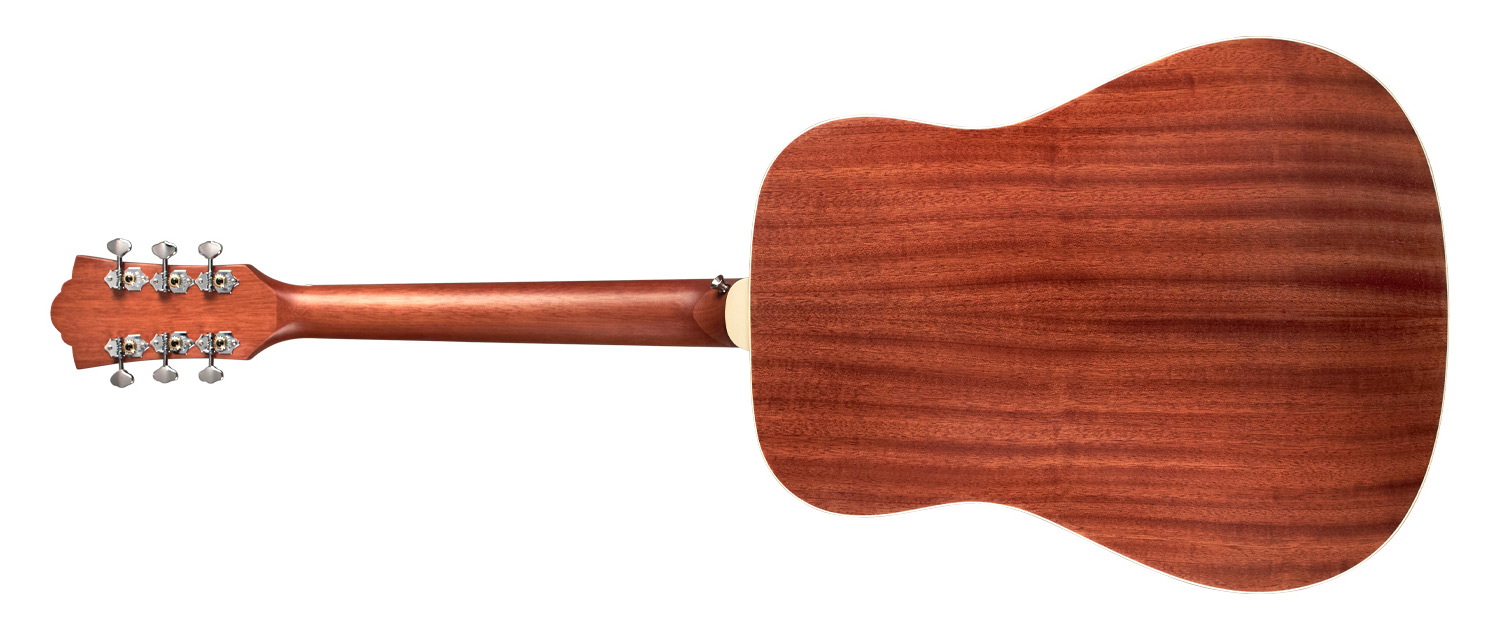 Horizontal back view of D-240E Natural Left Handed guitar