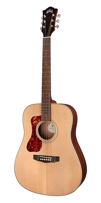 Vertical view of D-240E Natural Left Handed acoustic guitar