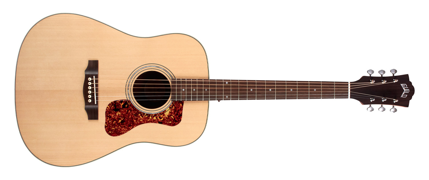 Horizontal front view of D-240E Natural guitar