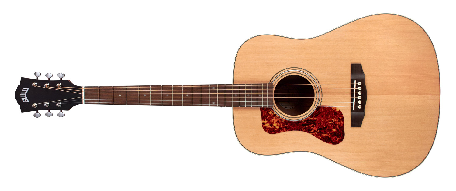 Horizontal front view of D-240E Natural Left Handed guitar
