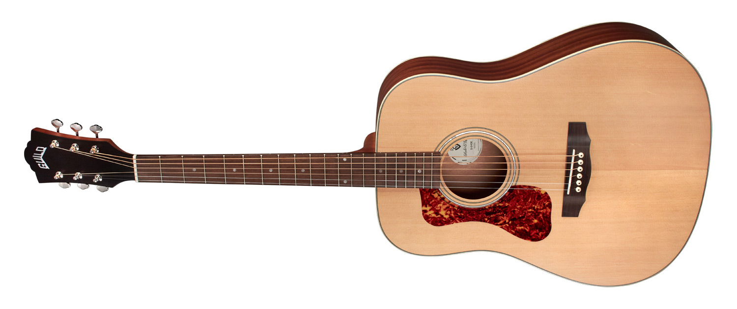 Horizontal side view of D-240E Natural Left Handed guitar
