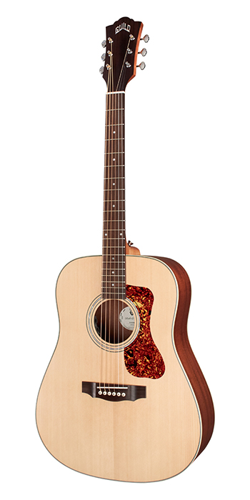 Vertical view of D-240E Natural acoustic guitar