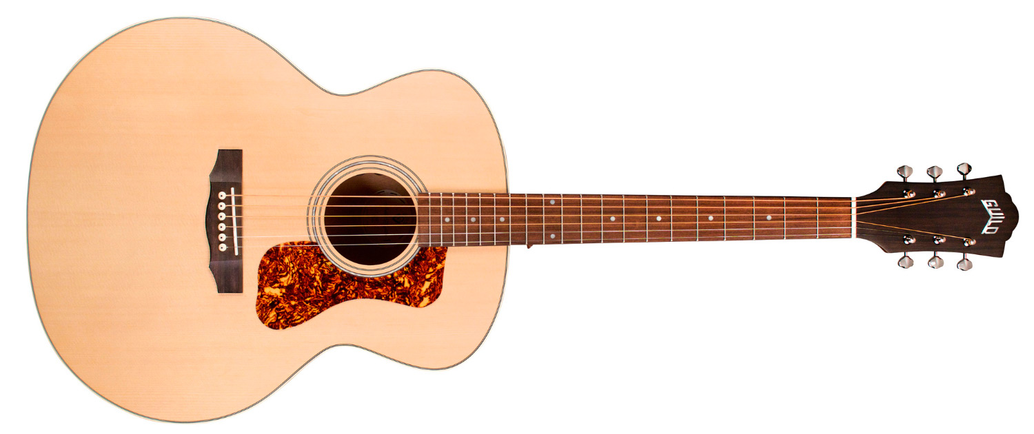 Horizontal front view of F-240E Natural guitar