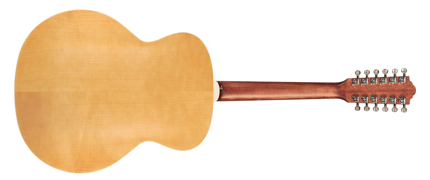 Horizontal back view of F-2512E Maple guitar