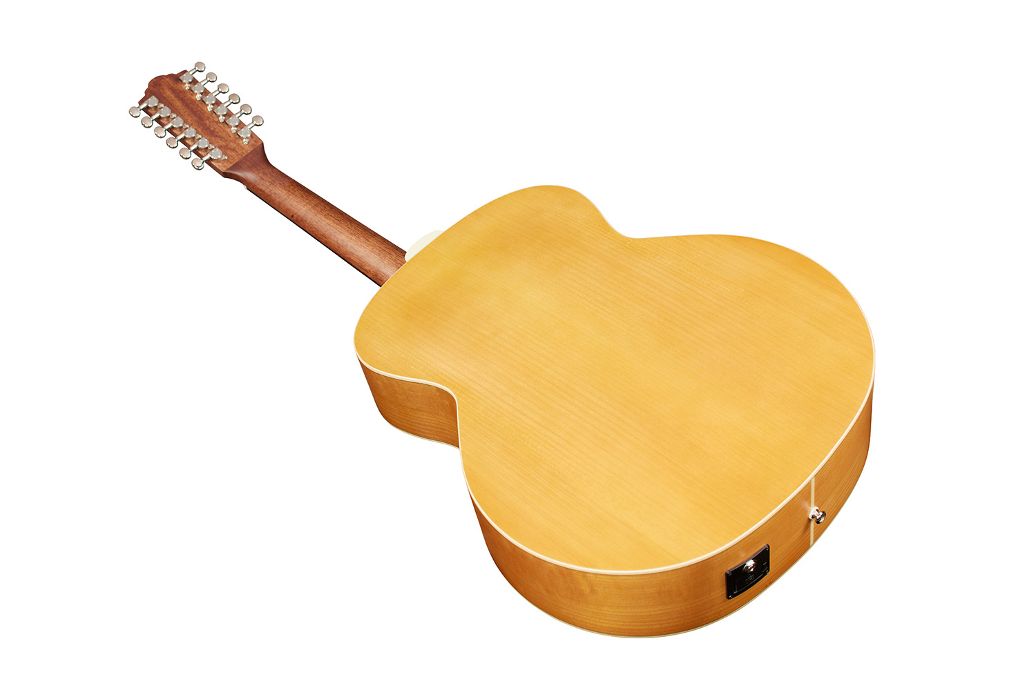 Horizontal back angle view of F-2512E Maple guitar