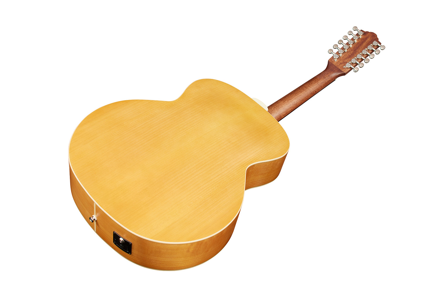 Horizontal back angle view of F-2512E Maple Left Handed guitar