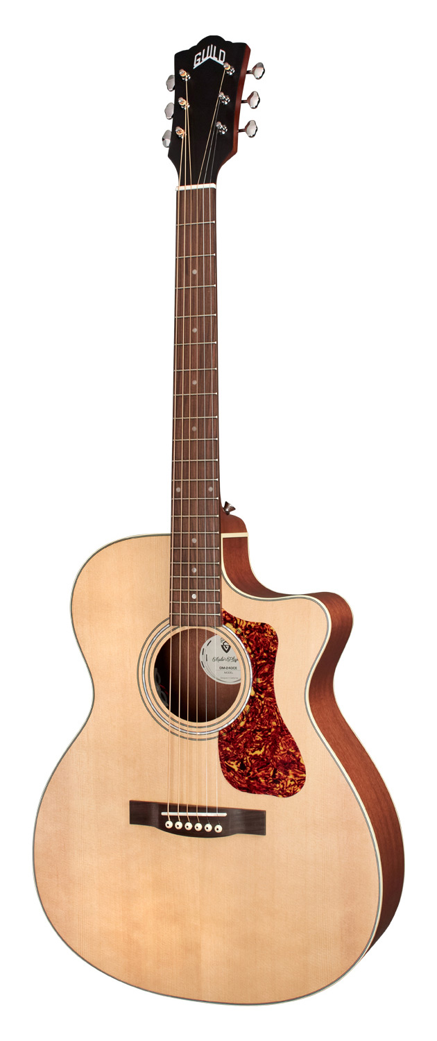 Vertical view of OM-240CE Natural guitar