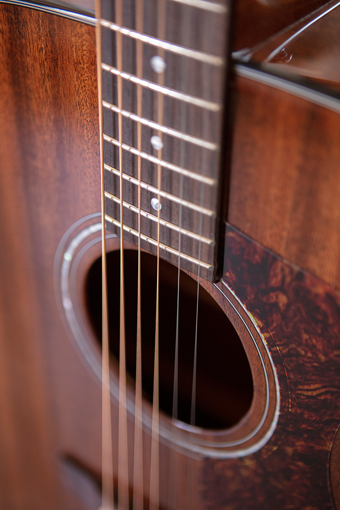 Close up of D-120 Soundhole and Strings