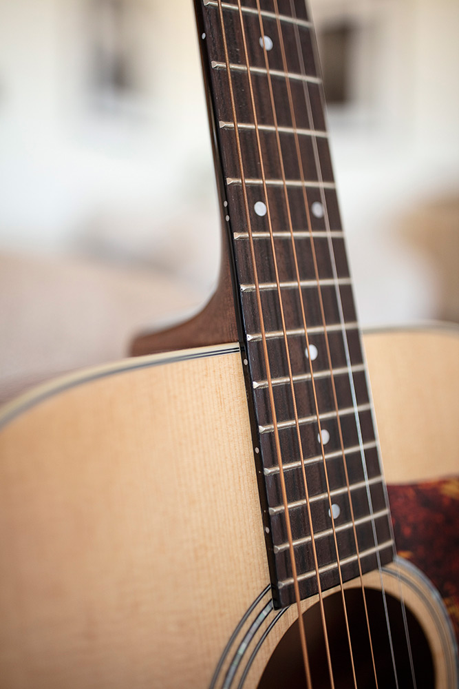 Close up of D-140 Natural neck and strings