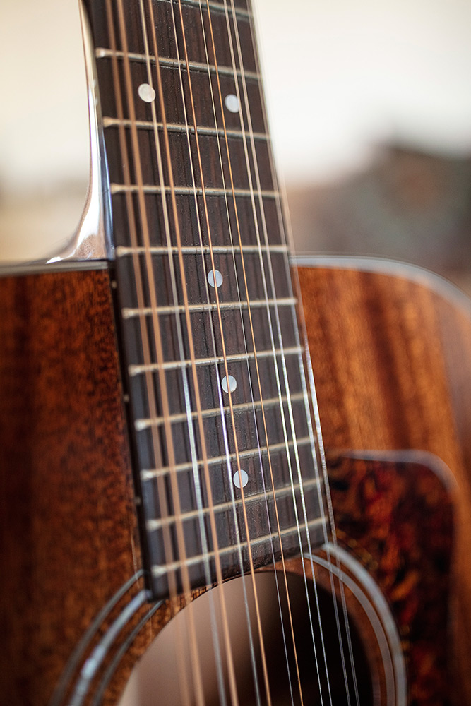 Close up of D-1212 neck and strings
