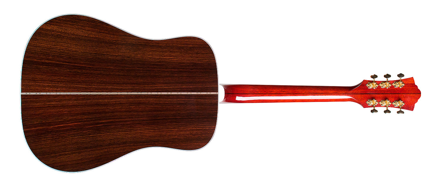 Horizontal side view of D-55 Natural guitar