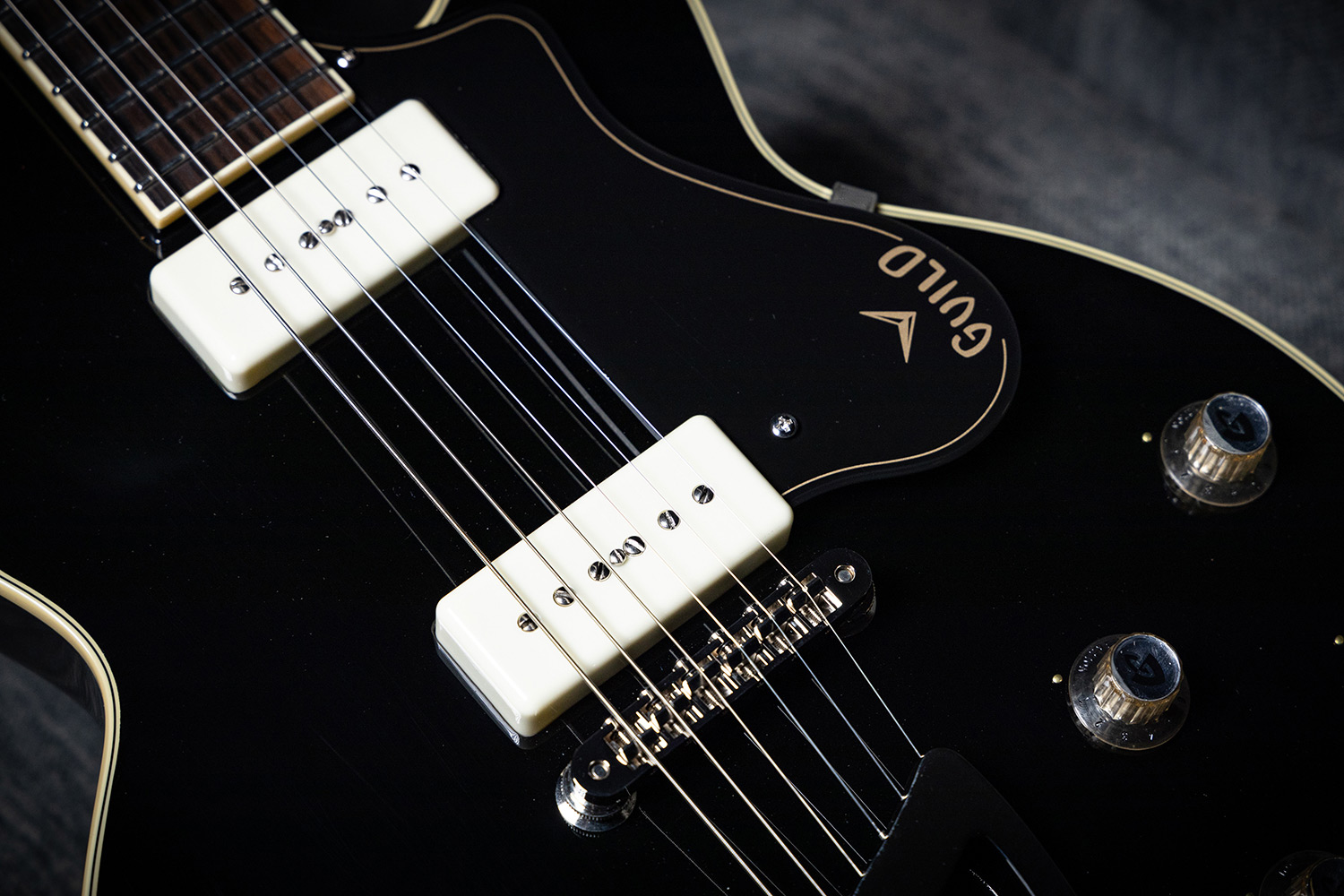 M-75 Aristocrat Black Close-up of Pickups