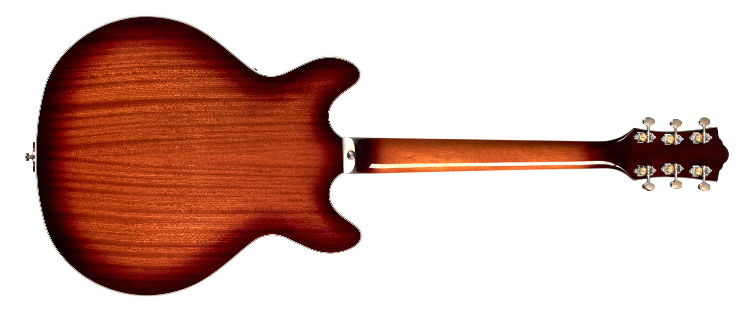 Horizontal back view of Starfire I DC California Burst guitar
