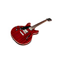 Horizontal front angle view of Starfire I DC Cherry Red Left Handed guitar thumbnail