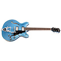 Horizontal side view of Starfire I DC Pelham Blue guitar thumbnail