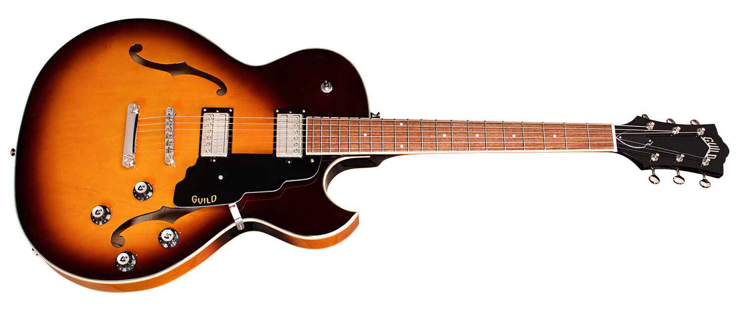 Horizontal side view of Starfire I SC Antique Burst guitar