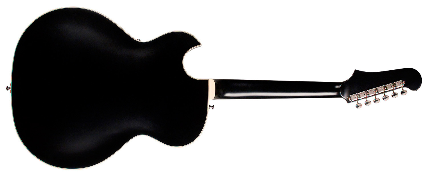 Horizontal side view of Starfire I Jet90 Satin Black guitar