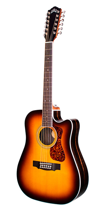 Vertical view of D-2612CE Deluxe Antique Burst acoustic guitar