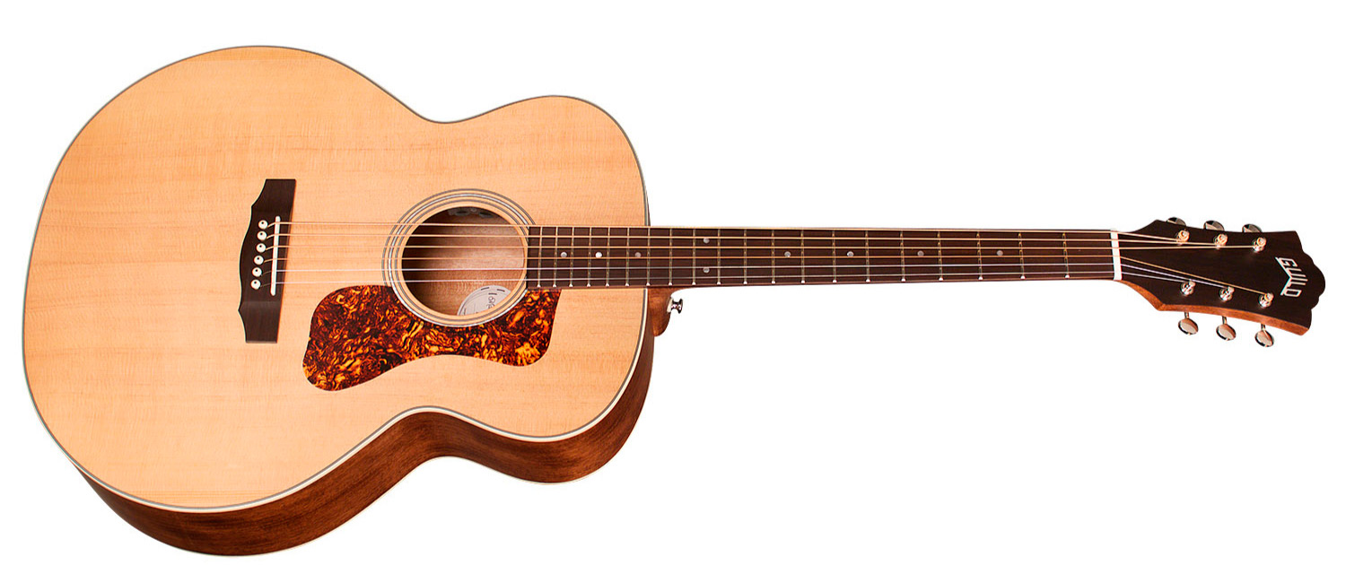 Horizontal side view of BT-240E Baritone Natural acoustic guitar