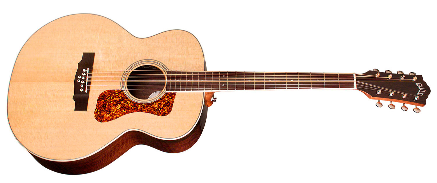 Horizontal side view of BT-258E Deluxe Baritone Natural acoustic guitar