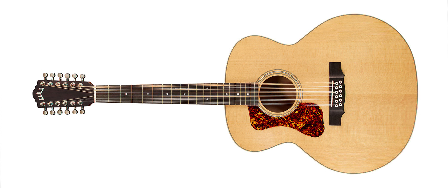 Horizontal front view of F-2512E Maple Left Handed guitar