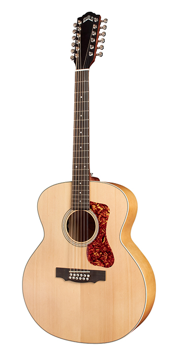 Vertical view of F-2512E Maple acoustic guitar