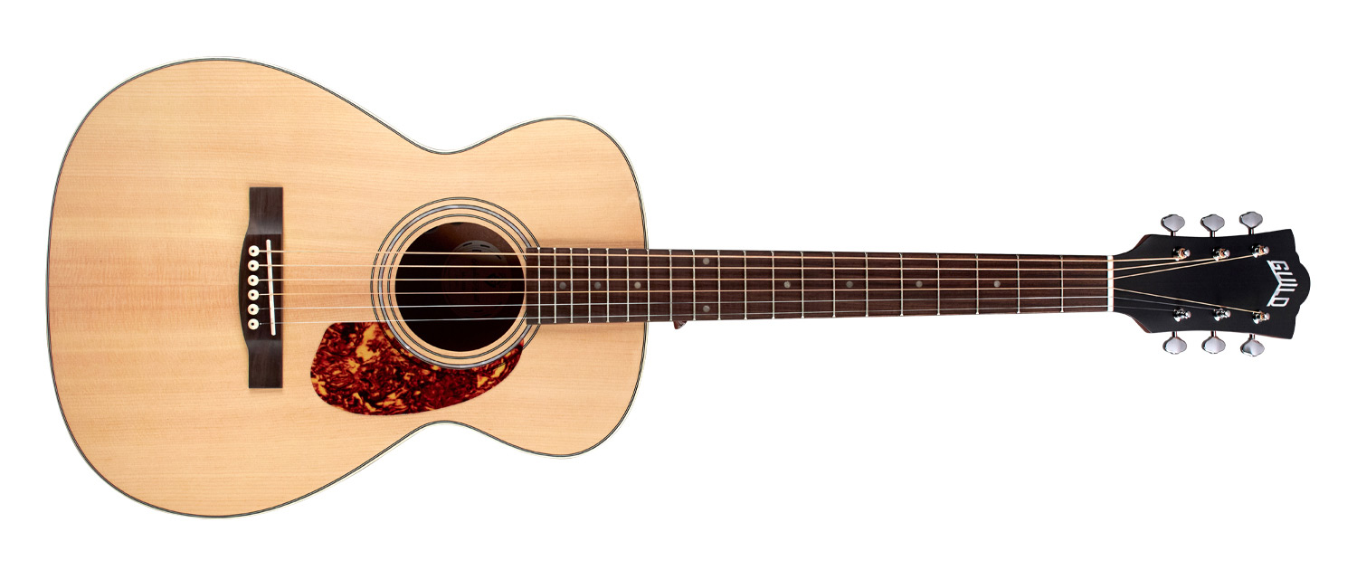 Horizontal front view of M-240E Natural guitar
