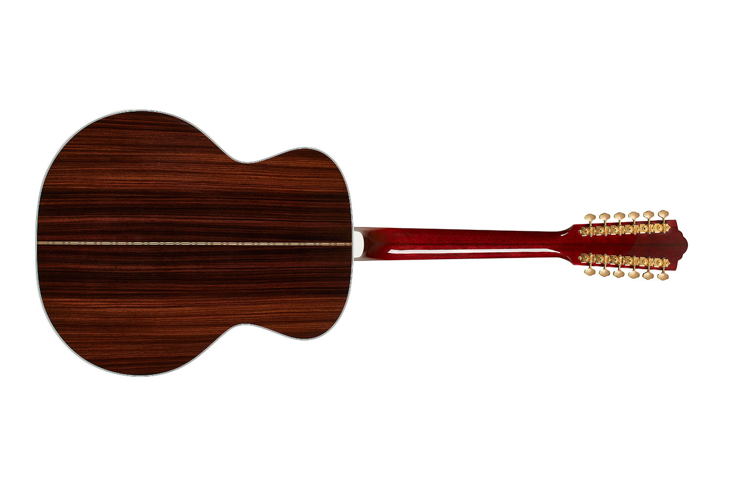 Horizontal back view of F-512E Natural guitar