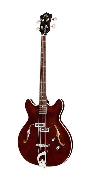 Vertical view of Starfire I DC Cherry Red electric guitar