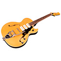 Horizontal front angle view of Starfire I Jet90 Satin Gold guitar thumbnail