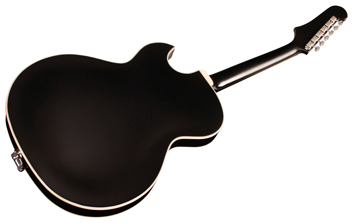 Horizontal back angle view of Starfire I Jet90 Satin Gold guitar