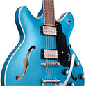 Close up front body view of Starfire I DC Pelham Blueg uitar thumbnail