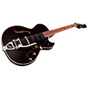 Horizontal front angle view of Starfire I Jet90 Satin Black guitar thumbnail