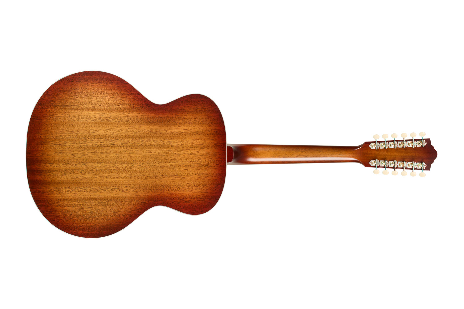 Horizontal back view of F-412 Standard Pacific Sunset Burst guitar