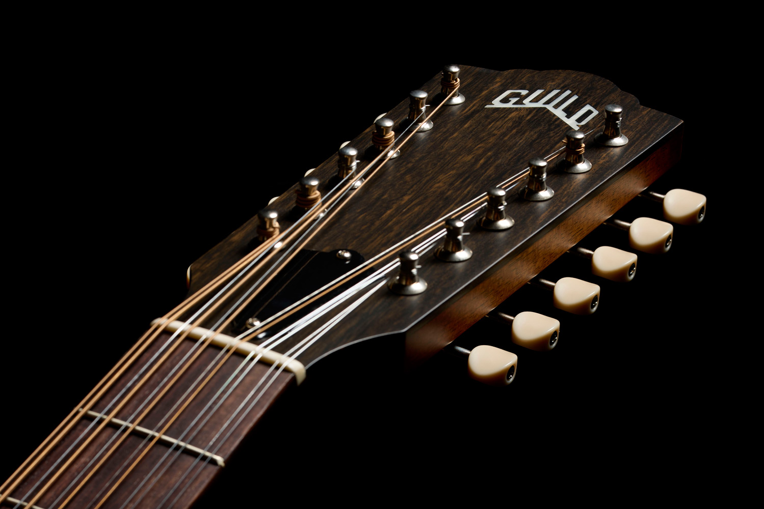 Close-up of the F-412 Standard Pacific Sunset Burst headstock