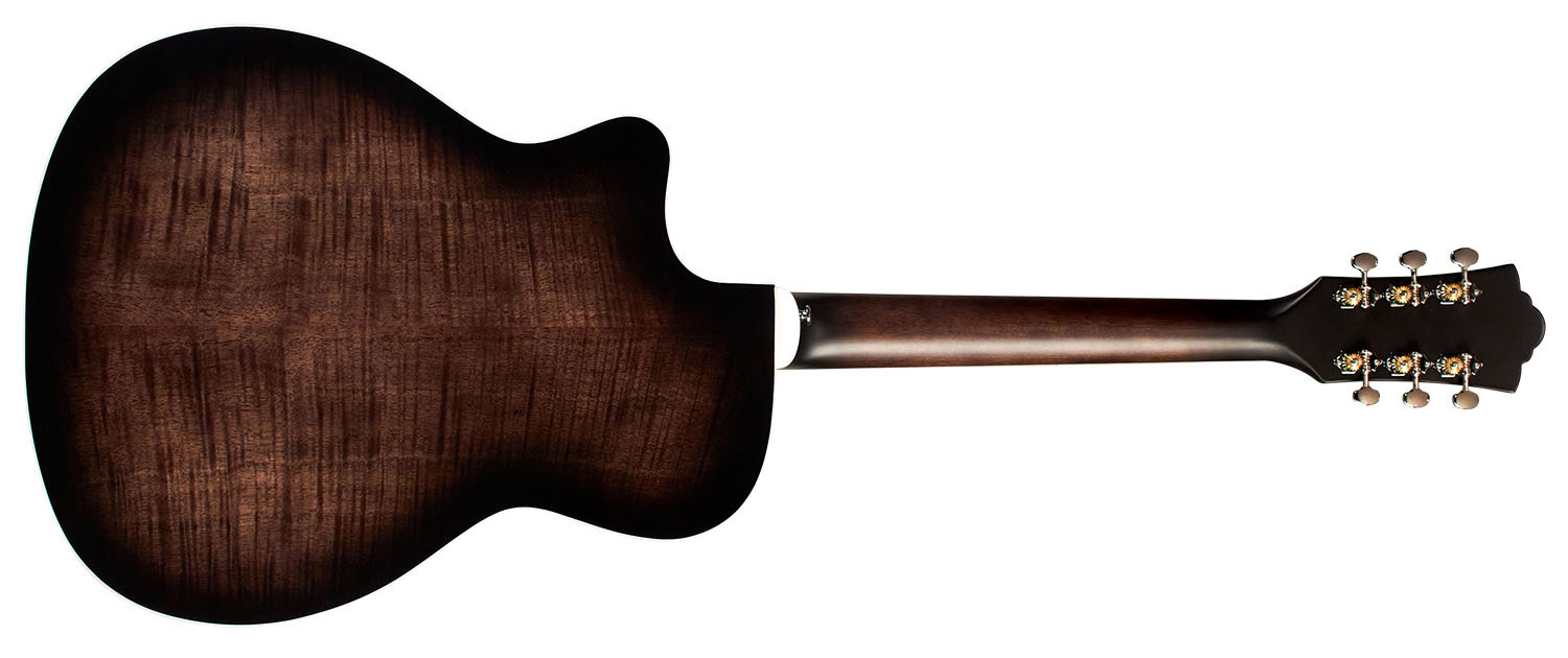 Horizontal back view of OM-260CE DELUXE FLAMED MAHOGANY