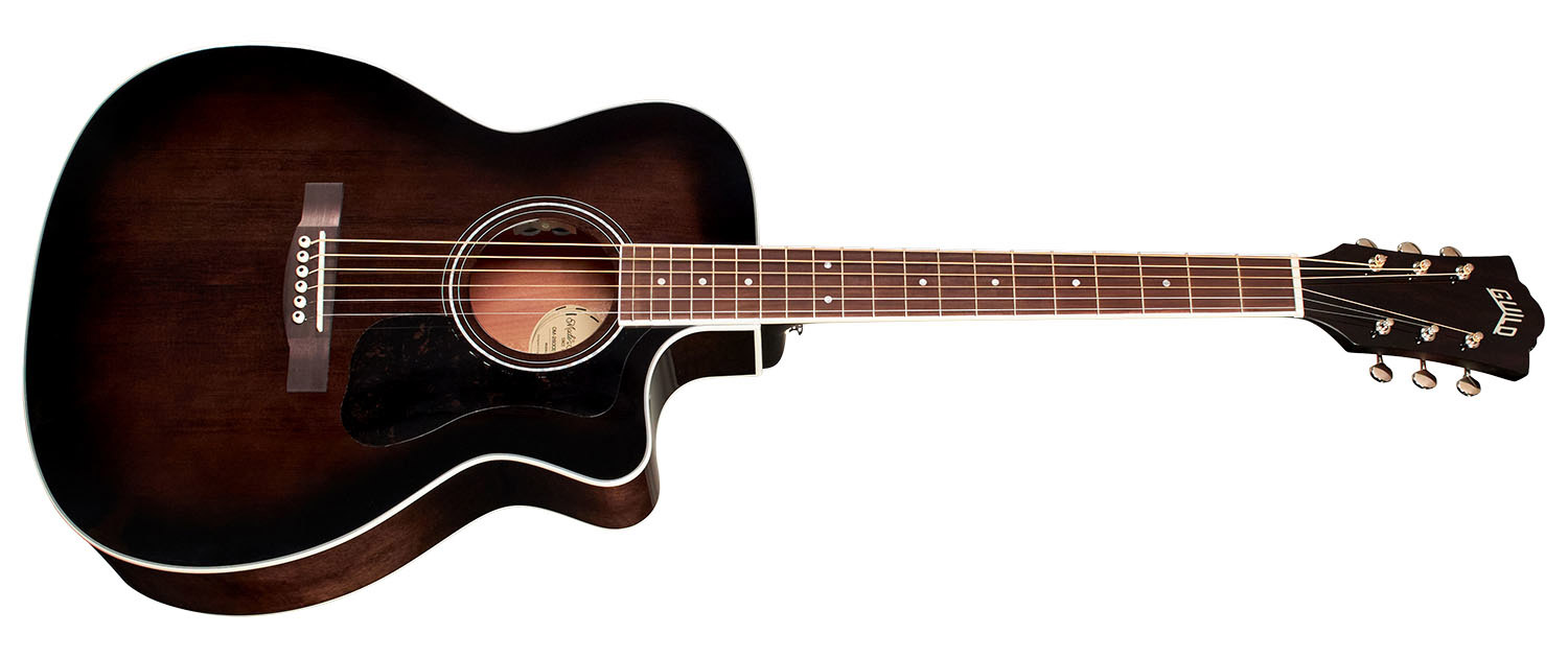 Horizontal side view of OM-260CE DELUXE FLAMED MAHOGANY