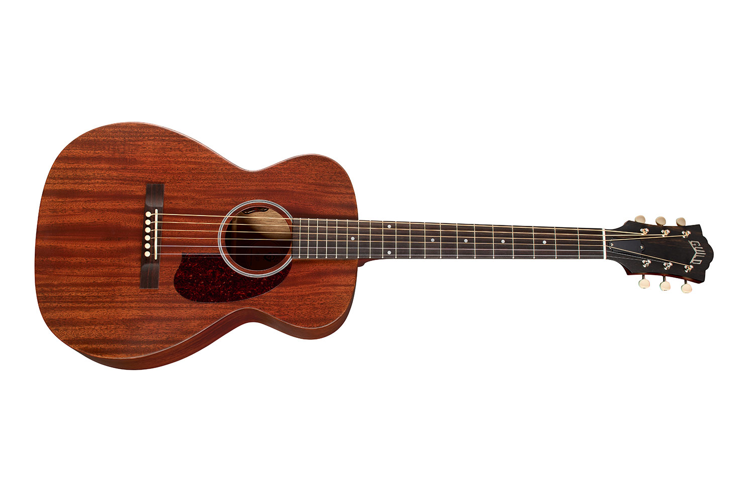 Horizontal side view of M-20E Natural acoustic guitar