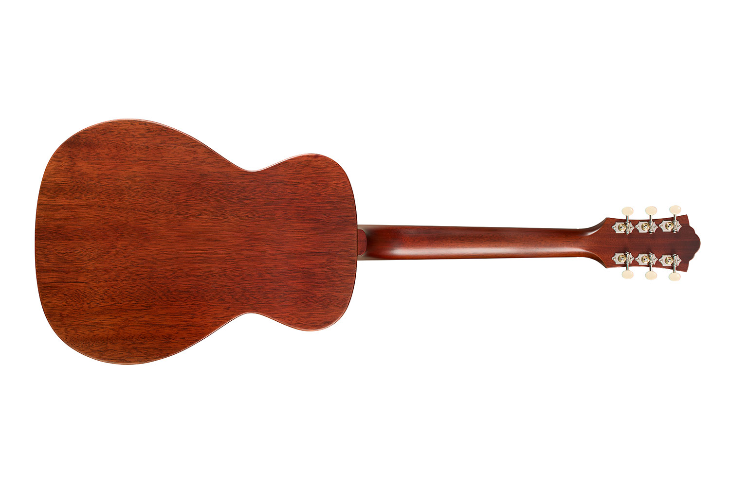 Horizontal back view of M-20E Natural acoustic guitar