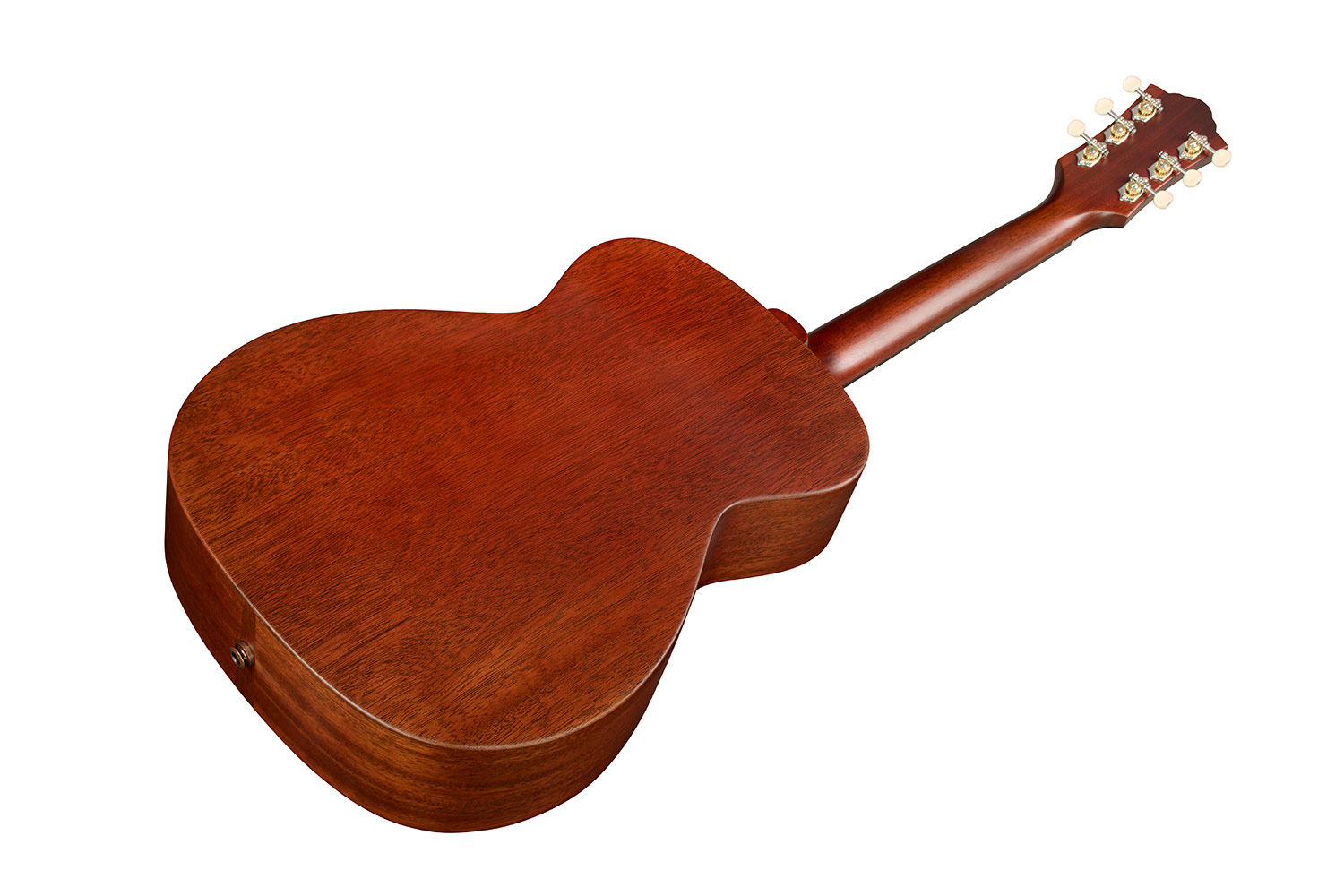 Angled back view of M-20E Natural acoustic guitar