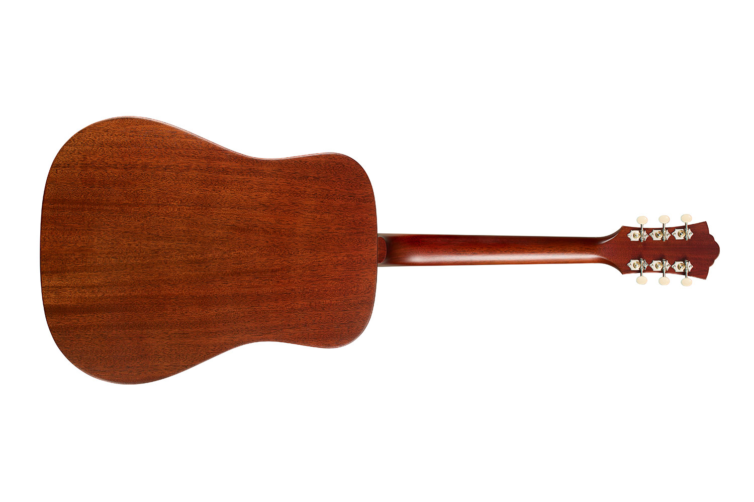 Horizontal back view of D-20E Natural acoustic guitar