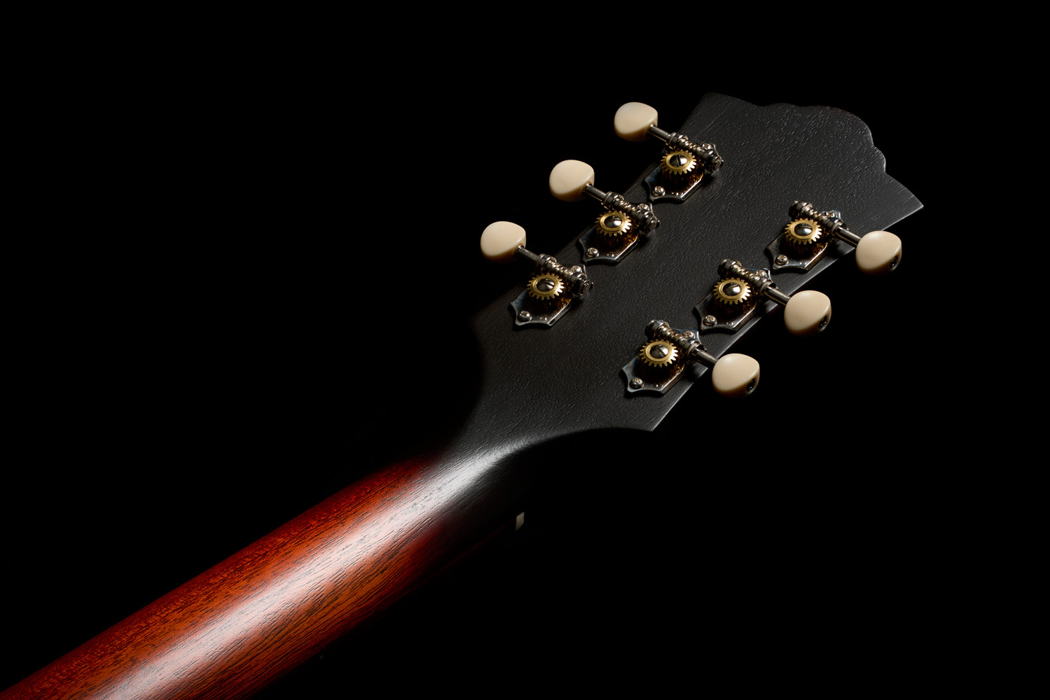 Close-up of the back of the D-20 Vintage Sunburst headstock
