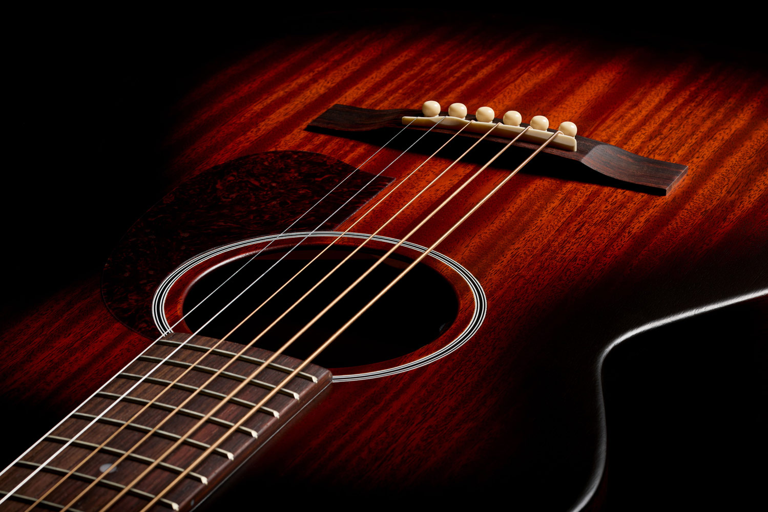 Top down view of M-20 Vintage Sunburst body