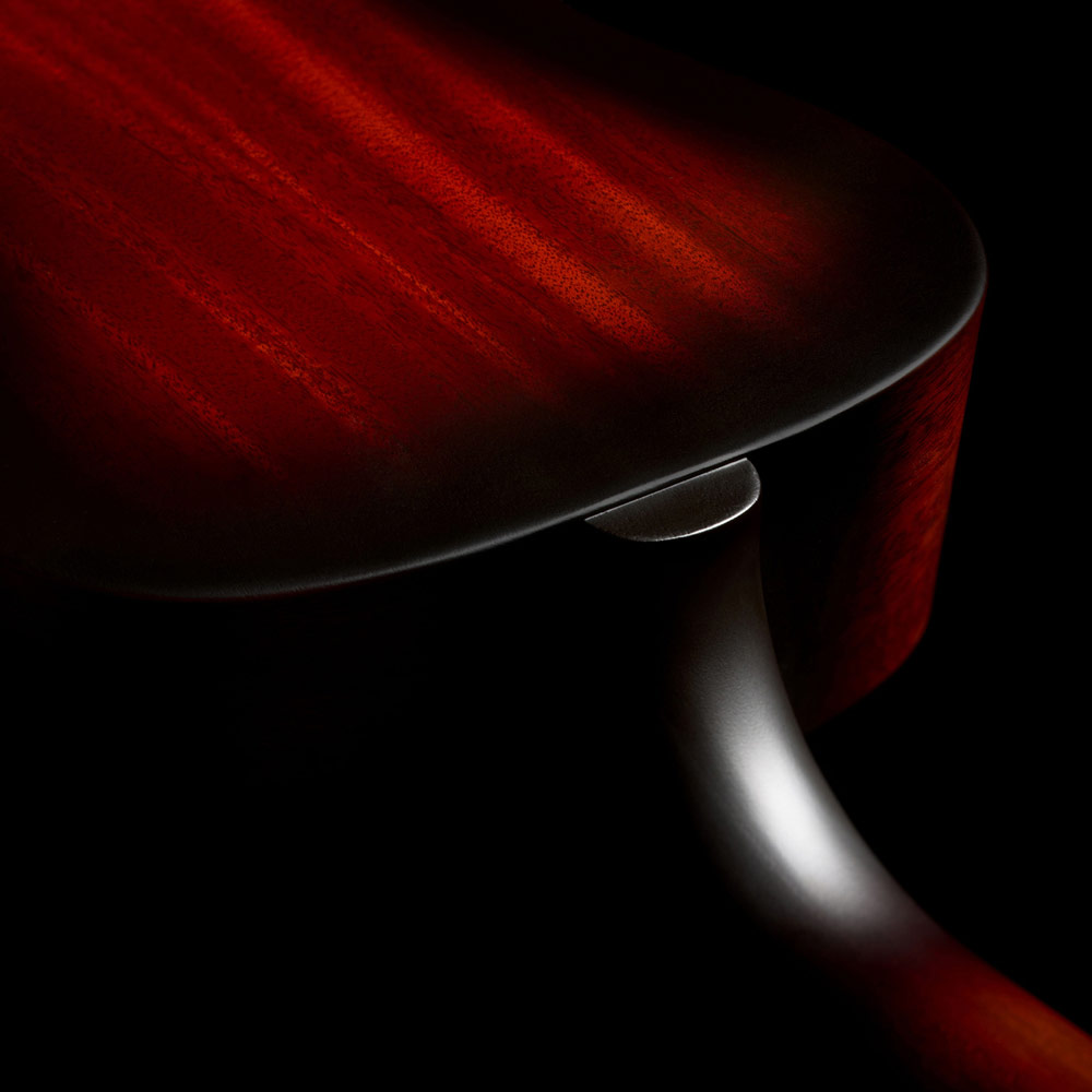 Close-up of M-20 Vintage Sunburst neck heel thumb