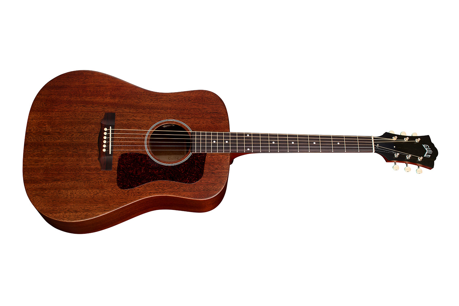 Horizontal side view of D-20E Natural acoustic guitar