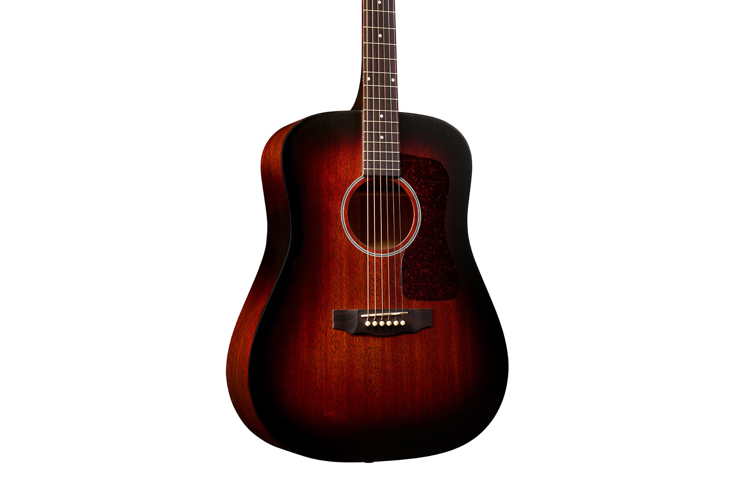 Close-up body view of D-20E Vintage Sunburst acoustic guitar