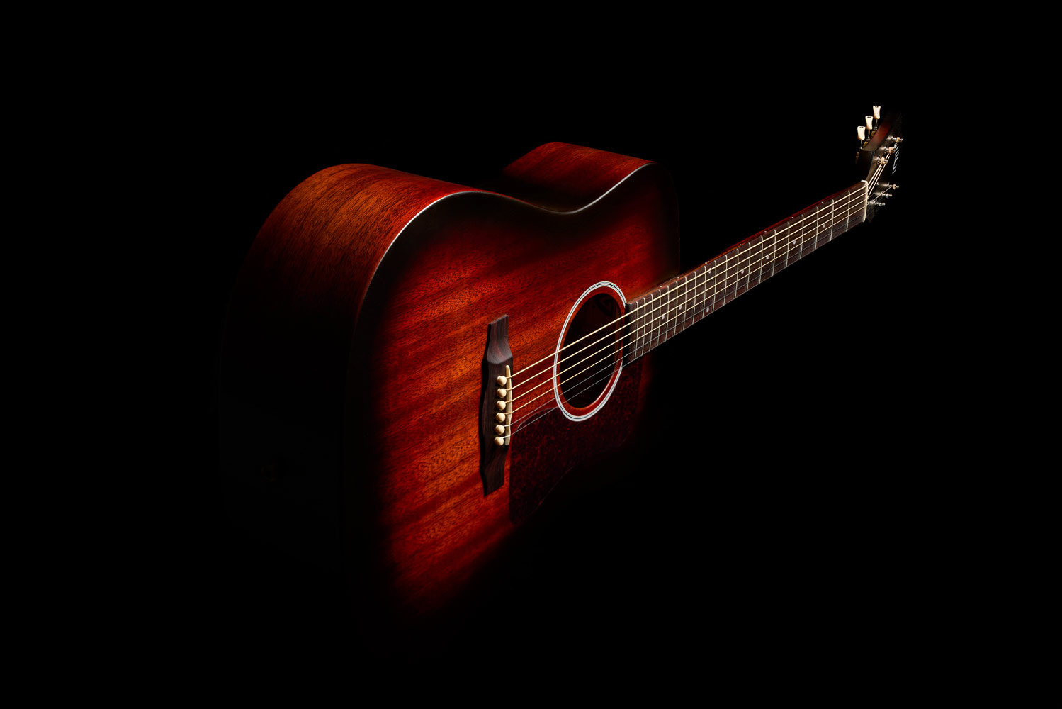 Angled front view of D-20 Vintage Sunburst