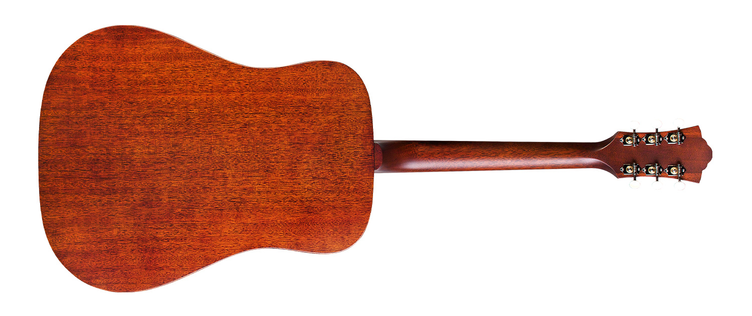 Horizontal back view of D-20 Natural acoustic guitar