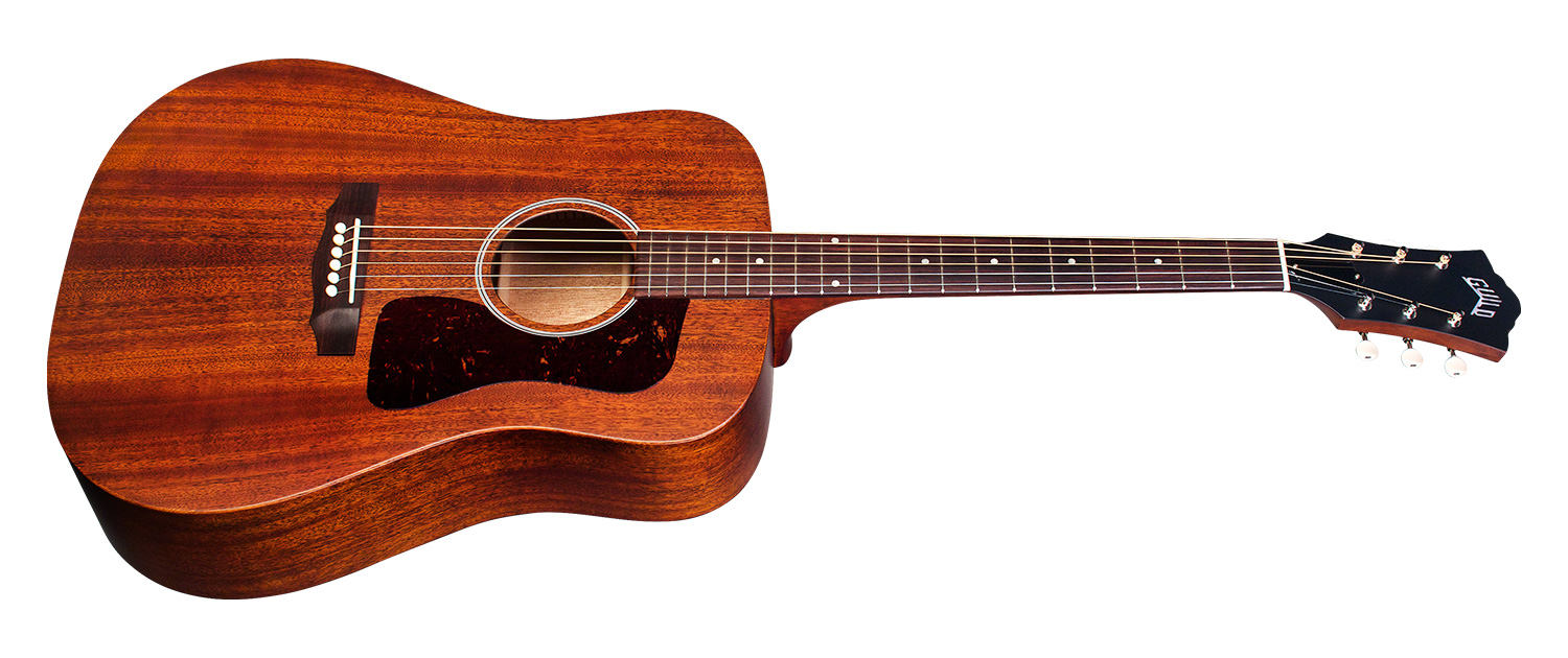 Horizontal side view of D-20 Natural acoustic guitar