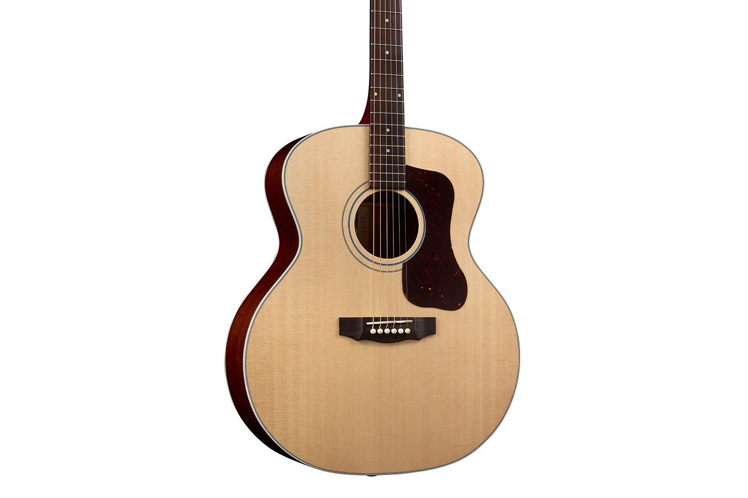 Close-up body view of F-40E Standard Natural acoustic guitar